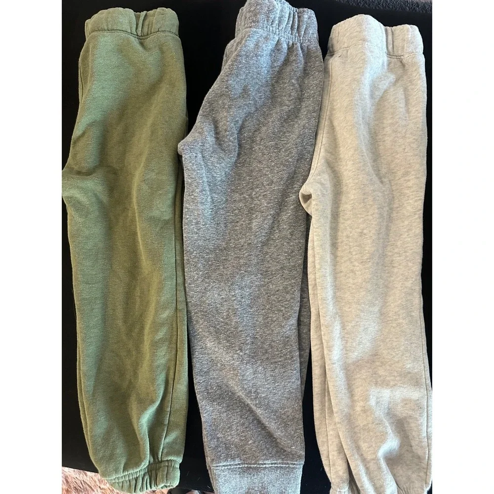 Old Navy Jogger Sweatpants Kids 4T 3-Pack Green Gray Fleece Drawstring Lot